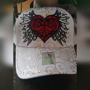 Blingy Hat with Heart and Wing Design